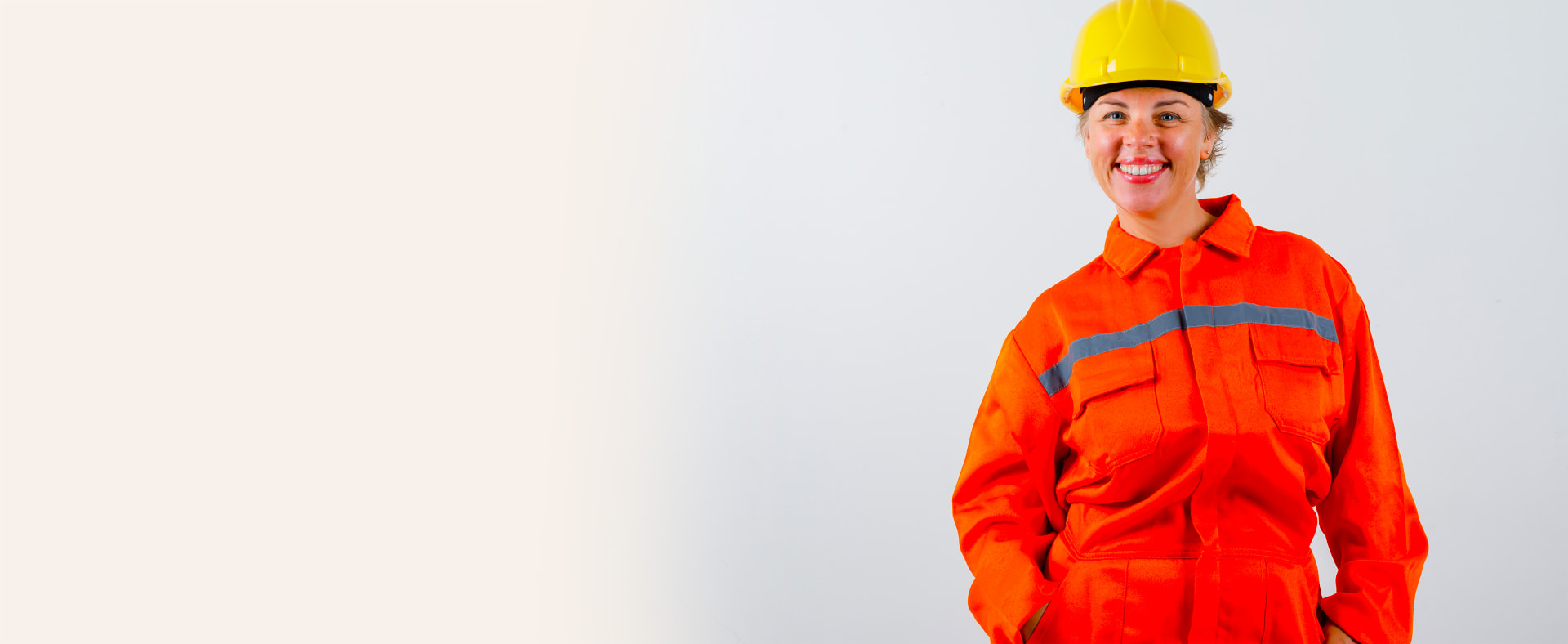 Hi-vis branded workwear with safety helmet